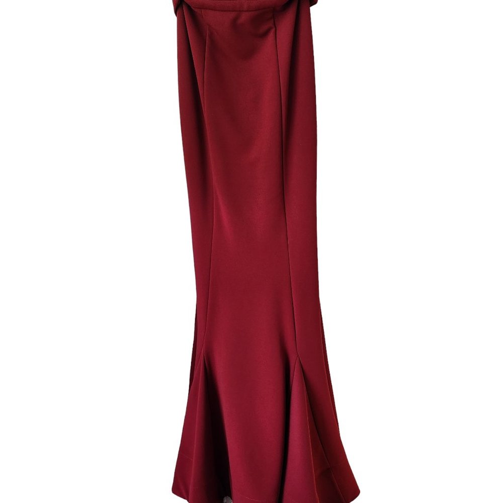 Bariano dress fornal gown burgundy maxi off shoulder gorgeous two-piece size 8 - Picture 8 of 16